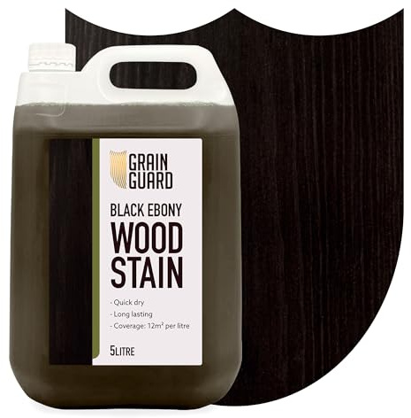 GRAIN GUARD Fläckvattenbaserat i trä | Svart ebenholts | 5 L | Invändig möbelfläck | Ljusa & mörka fläckar | Miljövänligt och giftfritt träfärg | Enkel applikation | Snabbtorkande och låg lukt