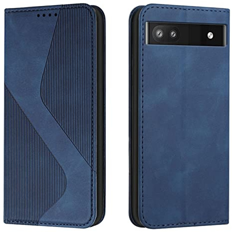 Mo-Somnus Kompatibel mit Google Pixel 6A Hülle, Magnet PU Leder Flip Wallet Case Tasche Handyhülle, Stoßfeste Schutzhülle Google Pixel 6A Brieftasche Klapphülle mit [Kartenfächer] (Blau)