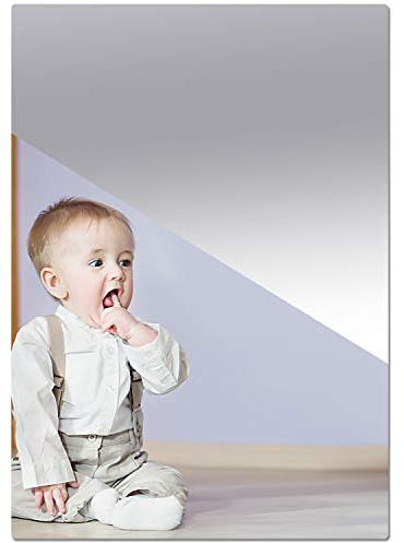 GXOEEGOF 17 x 12 Self Adhesive Acrylic Mirror Sheet 0.08(2mm) Thick, Non Glass Safety Mirror Great for Classroom Camping Baby Kids Playroom Pet Horses or Chicken Coop