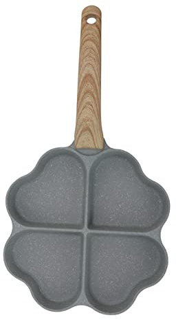 Garsent Non Stick 4 Cup Fried Pan Nonstick Heart Shaped 4 Cup Uniform Heating Pancake Pan Easy to For Breakfast Swedish Pancake, Plett(Green)