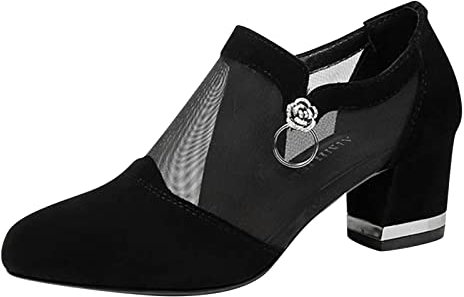 MJGkhiy Sandali Donna Eleganti Chiusi Davanti Con Zeppa Bassa - Cerimonia, Estivi, Memory Foam, Rosa Cipria