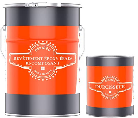 BEKATEQ BK-500EP PREMIUM Revêtement époxy épais pour sol - Noir 5kg - Protection haute performance: épais, brillant, puissant, sans solvant - Revêtement sol résine époxy bicomposant