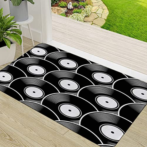 Zerbino Ingresso,o Retro Music Vintage Texture Plate Vinyl Record Pop Album Digital Disc Disco Dj Graphic ,Antiscivolo Assorbente Resistente allo sporco Tappeto Cucina Tappeto Tappeto Entrata Zerbino