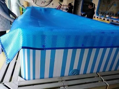 IBOWZ Solar Cover for Swimming Pools 1m 2m 3m 4m Heavy Duty Swimming Pool Cover, Outdoor Summer Waves Solar Blanket, Rectangular In-Ground Pool Bubble Film, 400μm Thick