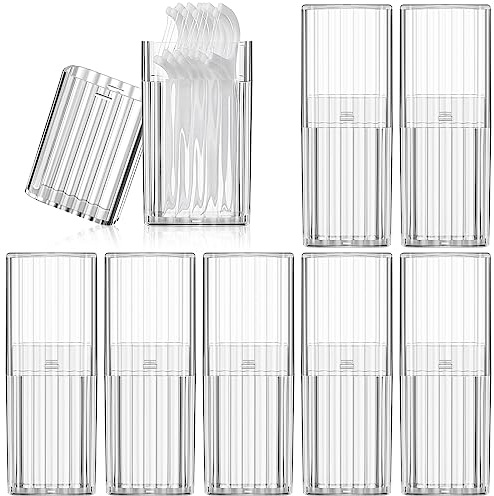 Dandat 8 Pcs Project Storage Case Portable Creative Storage Box Dental Toothpick Holder Floss Travel Case Transparent Flosser Dispenser Container for Teeth Cleaning Cotton Swab(White)