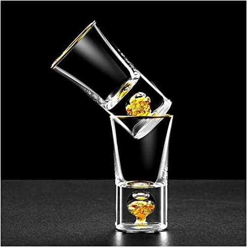Bicchiere Da Vino 24k oro foglio di cristallo liquori liquori sparati di vetro barra di vetro di alta qualità d'oro vodka piccolo colpi di bicchieri da vino bicchieri tazza Bicchiere Da Vino Rosso ( C