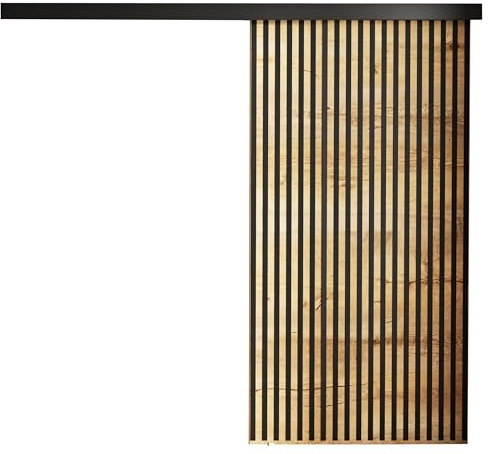 KIER FURNITURE Schiebetür Komplettset BELMO 100 - Innentüren Komplettset - Wohnzimmer Schiebetür - Modern Schiebetüren - Sliding Door - Tür Eiche Craft Golden 106 x 205 x 1,6 cm