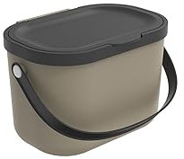 Rotho Albula Komposteimer 3,2l mit Deckel und Henkel aus Kunststoff, 1054607422, Braun