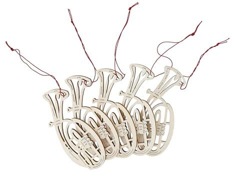 Musikboutique Anhänger aus Pappelholz als Instrumente oder Noten, 5er-Packung (Tenorhorn)