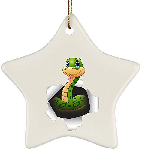 Christbaumschmuck Keramik Weihnachtsanhänger Mit Hanfseil Hängende Ornamente Lustige Schlange, Die Aus Einer Rissigen Wand Kommt