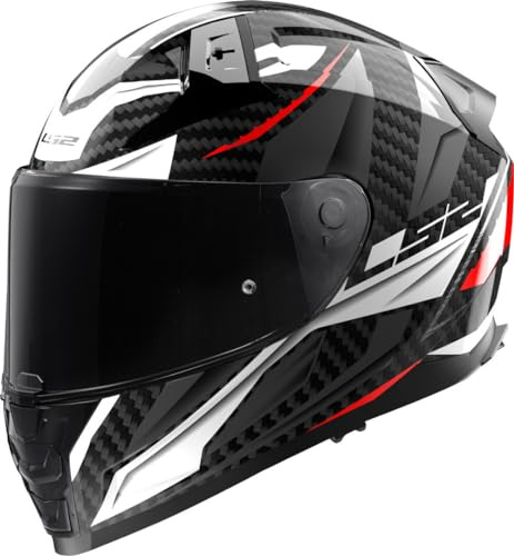 LS2, Integraler Motorradhelm VECTOR II CARBON SAVAGE White Red Grey, XXL | Beschlaghemmend