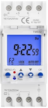 DEBLAN 12 VDC Eingangsleistung, 2 Kanäle, großes LCD-Display, programmierbare 24-Stunden-Zeitschaltuhr mit Zwei relaisunabhängigen Ausgängen (Color : Input Power 12VDC)