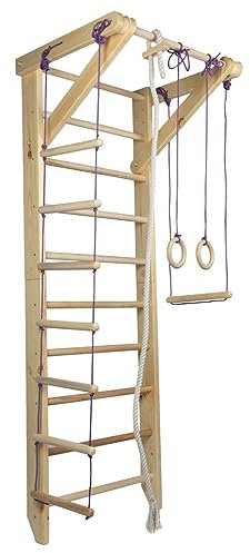 DOYEFZQC Klettergerüst Indoor, Sprossenwand für kinderzimmer, Turnringe Kinder für Klettern, Kletterwand und spielgeräte, Turngeräte mit Klimmzugstange für Training und Fitness verwendet-240