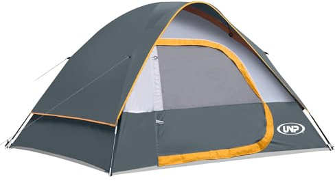 UNP Tente de Camping pour 4 Personnes, imperméable et Coupe-Vent, Tente dôme Facile à Installer (Gris, 3 Personnes - 240×210×120cm)