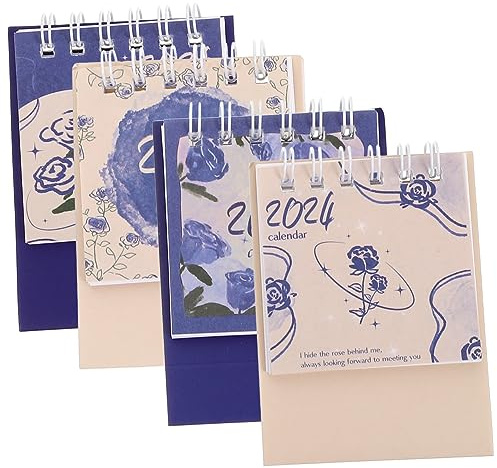 VILLCASE 4piezas Calendario De Escritorio Unidades Diseño Creativo Papel Resistente Decoración Hogar Oficina Planificación Diaria Portátil