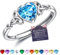 JeweBella Ring Silber 925 Damen Verstellbarer Herz Geburtsstein Keltischer Knoten Ringe Frauen Verlobungsring Eheringe Fingerring Trauringe Engagement Promise Ring Damen Ring Schmuck mit Geschenkbox