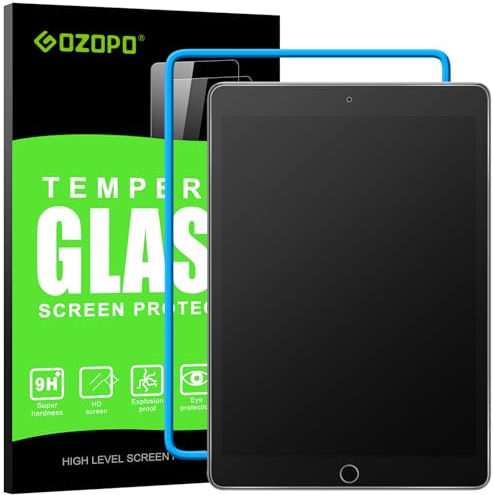 GOZOPO Mat Protection Écran pour iPad 9ème / 8ème / 7ème Génération (10,2 Pouces, 2021/2020/2019), Verre Trempé Film avec Cadre D'Installation Facile, Anti Reflet, Anti Empreintes