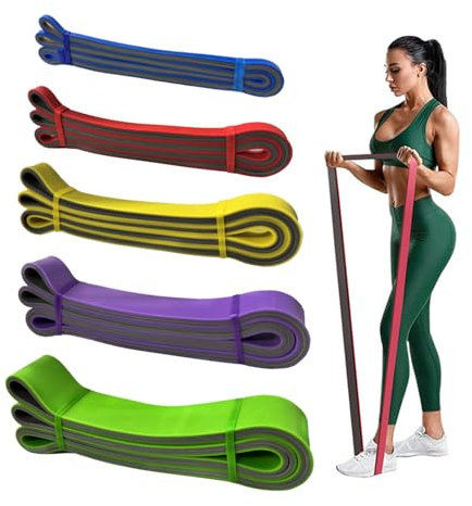 ANAMPION Resistance Bands Set, 5 Different Levels Resistance Band Set for Men and Women, Exercise Resistance Bands Yoga, Pilates, Training, Physiotherapy,Pull Up Aid,Strength Training