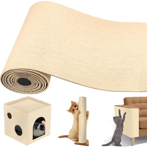 Selbstklebend Kratzteppich Katze Wand, SilverChry Kratzschutz Sofa Katze, Kratzteppich Katze Kratzmatte Katze Wand Kratzmatte für Katzen, Climbing Cat Scratcher 100×30 cm, für Teppiche Sofas Möbel