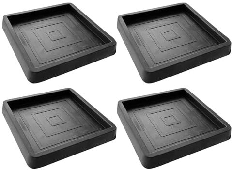 4 Pcs Furniture Coasters Cups, Square Table Chairs Legs Cup Pads, Rubber Furniture Feet Caster Cups Floor Protectors for Carpet Floors Piano Sofa(Black)