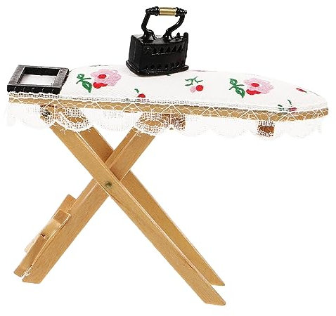 HANABASS Mini Table à Repasser Miniature pour Poupées Décoration De Maison De Poupées avec Fer à Repasser Réaliste pour Accessoires De Jouets Éducatifs