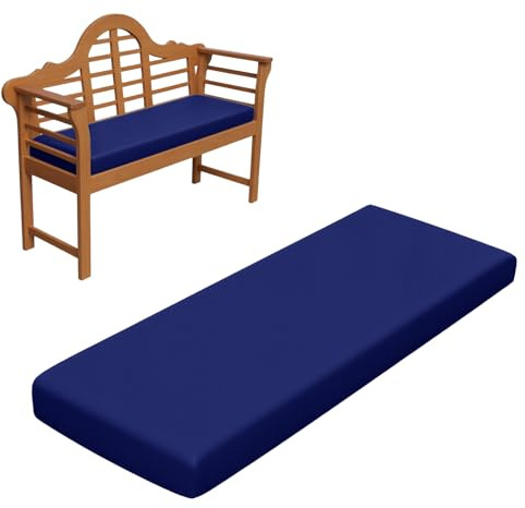 RZYW 5cm Dicke Sitzkissen Bank, Wasserfest Stuhlkissen Bankkissen Bankauflage Outdoor, rutschfeste Sitzpolster Sitzauflage Bank, Auflage Gartenbank Polster für Fensterbank,Blau,75x35cm