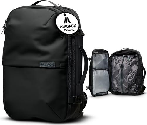 Airback Sac de Voyage sous Vide – 22-48L, Sac Voyage Cabine, Sac Compression Voyage Léger et Extensible, Confortable et Résistant à l'eau, Noir