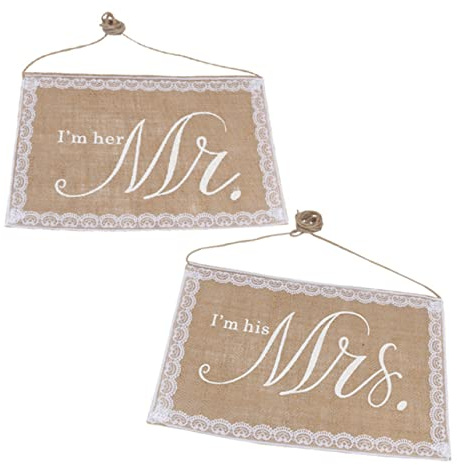 Gatuida 2 pezzi Decorazioni per Sedie da Matrimonio Mr Mrs Lino con per Feste Nuziali Addobbi Resistenti e Romantici per Anniversari e Party Fidanzamento