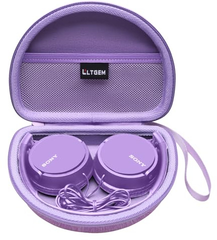 L LTGEM Headphone Case for Sony MDR ZX310 ZX310AP ZX110 Overhead Headphones Carry Case with Cable Storage and Wrist Strap Protective Travel Bag - Purple