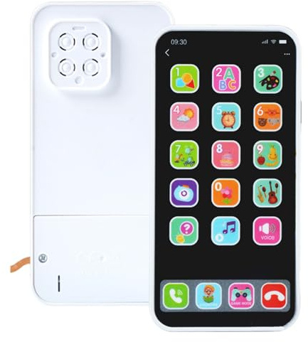 Leksakstelefon – Pedagogisk Baɓy Leksakstelefon, Barns Mobiltelefon Leksak med Musik och Lugna Ljud, Multi-Läge Touchscreen-Simulering, Interaktivt Lärande Mobiltelefon för Barn, ABS Material, Batteri