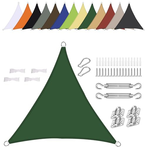 Vela ombreggiante Triangolo equilatero 1.6x1.6x1.6m Impermeabile Tenda a Vela Parasole Protezione Solare Anti UV per Giardino Esterno Terrazza-Verde