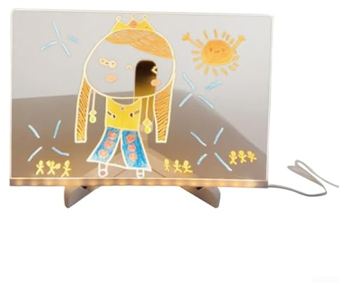 Planche à dessin LED pour enfants, lumière interactive faite à la main pour dessiner et écrire, prend en charge les projets d'apprentissage créatif et d'étude de nuit (30 x 20 cm)
