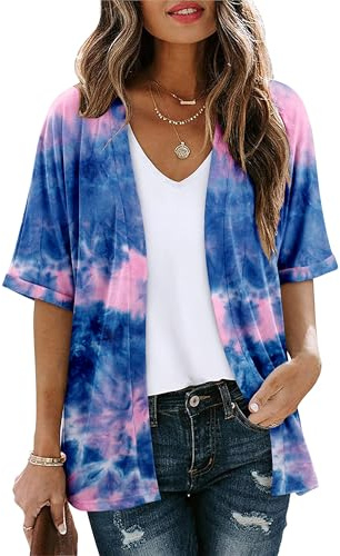 Magritta Lightweight Cardigans for Womens Kimono Casual Loose Short Sleeves Open Front Long Cardigan Sweaters Summer Jacket Boho Beach Cover Ups