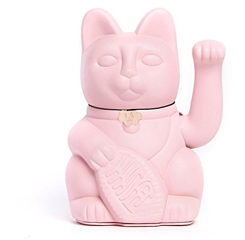 Winkekatze Glückskatze Maneki Neko Glücksbringer Japanische Glückskatze Dekofigur mit Beweglichem Arm Batteriebetrieben für Schreibtisch Büro Wohnzimmer Eingang Geschenkidee (Hellpink, L)