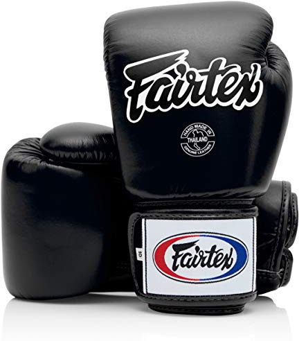 Guantes de Boxeo Fairtex BGV1 para Entrenamiento y Sparring de Muay Thai, Hombres, Mujeres y Niños | Guantes MMA para Artes Marciales, Ligeros y Amortiguadores -(Negro 14 oz)