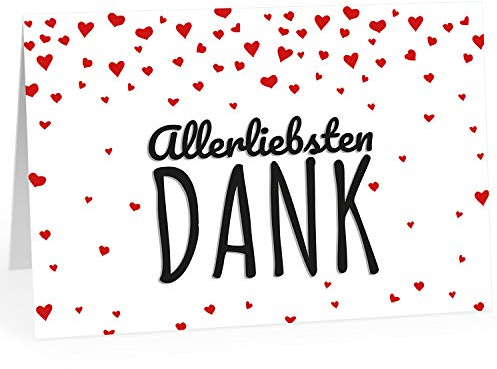 XXL Dankeskarte (A4) | Allerliebsten Dank mit Herzen | mit Umschlag | edle und hochwertige Klappkarte | Als Dankeschön | Große Karte um Danke zu sagen | Maxi Danksagung | Karte | Überformat