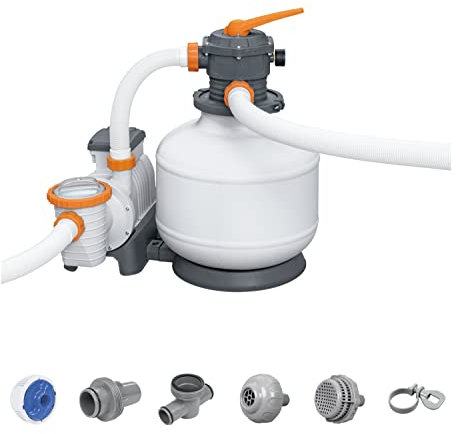 Bestway Pompa di Filtraggio a Sabbia Flowclear 58486, Portata 9.800 L/H per Piscine Fuori Terra