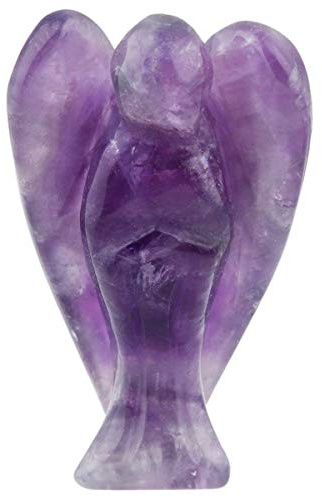 mookaitedecor Edelstein Schutzengel Handgeschnitzter Glücksbringer | Amethyst Engel Figur Deko, Heilstein Taschenengel zum Mitnehmen Statue für Wohlstand Glück Talisman,38-43 mm Hoch