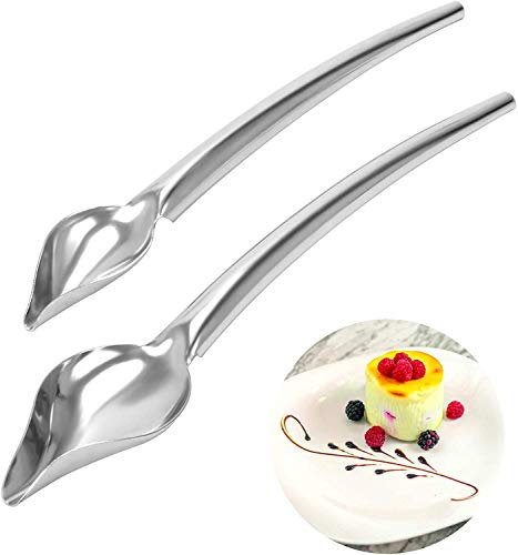 Voarge 2/Set Groß/Klein Bleistift Form Edelstahl Filter Löffel, Dekorierlöffel Set Edelstahl Dekorlöffel DIY Kuchen Schokolade Gebäck Dekorieren Bleistift Löffel Werkzeuge