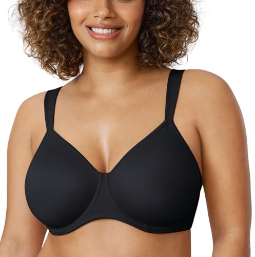 DELIMIRA Donna Reggiseno Minimizer Taglie Forti | con Ferretto, Senza Imbottitura, Copertura Completa