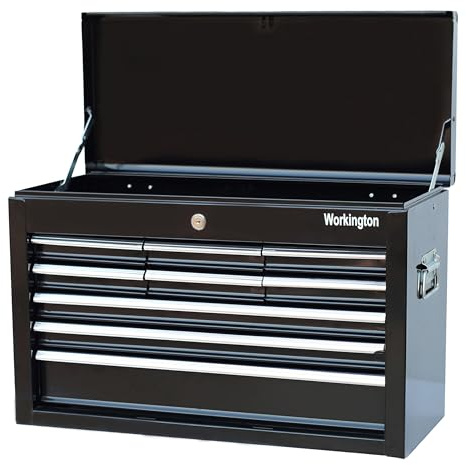 Workington Portable Metal Tool Chest with 9 Drawers, 24 9-Drawer Tool Chest Cabinet with Ball Bearing Drawer Slides, Steel Tool Storage Box Organizer 4006 Black