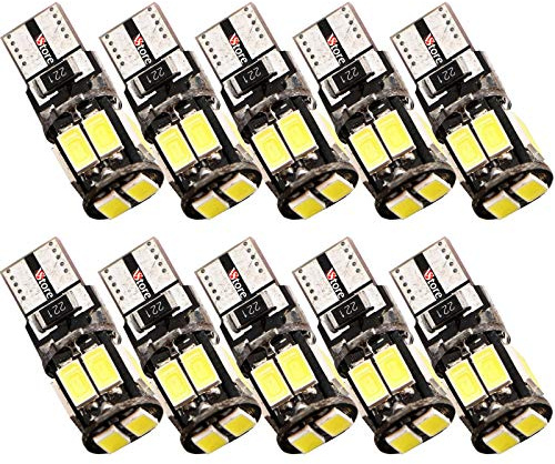 VS 10 Lampade LED T10 10 SMD 5630 BIANCO Brillante Canbus Per Auto Targa Posizione Luci Interni Esterno Moto Barca
