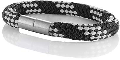 Maritimes Seemannsgarn Segeltau Armband Usedom schwarz-grau 8mm, Ohne Verschluss, XL - Gelenkumfang von 18 cm bis 21 cm