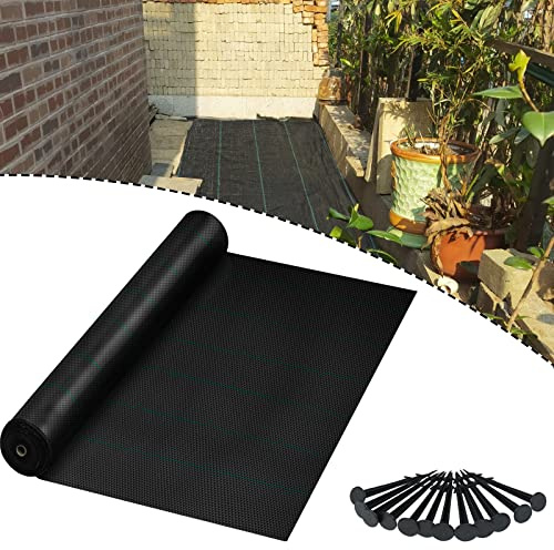 LARS360 Gartenvlies Unkrautvlies 100g/m² Unkrautvlies Durchlässig mit Nagel, UV-beständig, Reißfest, Natürliche Unkrautbekämpfung, Einsetzbar für Gärten Gemüsebeete Straßen (Schwarz, 1x50m)