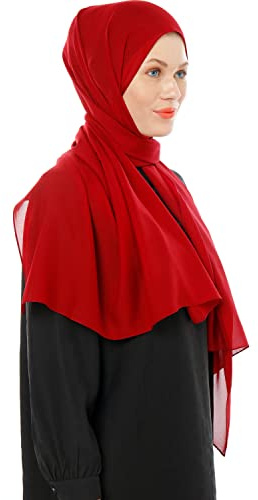 Kopftuch Damen Hijab - Bordeaux Chiffon Hijab Kopftuch Für Damen - Moderne Muslimisch Chiffon Hidzab Tuch Schal Kopftucher - Seidenweiche Tush Schal Für Frauen - Bordeaux