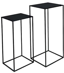 PrimoLiving 2er Set Metall Blumenhocker Milano - schwarz eckig Gr. S+M Beistelltisch Stilvolles Design Ideal für Pflanzen und Dekoration P-77792
