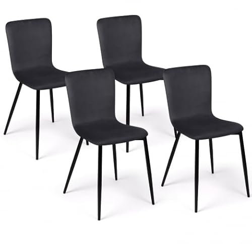 IDMarket - Set di 4 sedie da pranzo in velluto grigio scuro MACHA