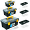 ZENO 3 pc Plastic Toolbox Organiser Set | 10'' 13'' 16'' Inch Tool Boxes Plastic Portable Tool Box | Toolbox Organiser w/ Extra Storage Tray for Home Tools | Nails and Pins | Utility Toolbox, Black