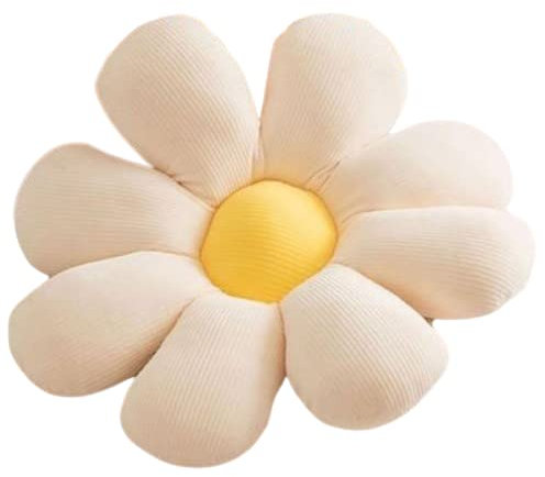 Giftik Sitzkissen in Gänseblümchen-Blumenform, gemütlich, faule Ischias-Bleicher, Sitze, Sesselpolster, Schmerzlinderung, Rückenkissen, Schlafkissen für Zuhause, Büro, Sofa, Autostuhl (weiß B, 60 cm)