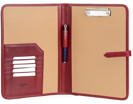 A4 Leder Klemmbrettmappe Rot – Handgefertigte Leder Notizmappe mit Klemme & elegante Schreibunterlage – Premium Leder Schreibplatte, A4 Klemmbrett Leder & Dokumentenhalter Leder - Noda